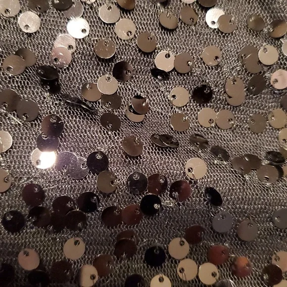 Elle Black Sequin Open Front Cropped Shrug Cardigan Sweater 3/4 Sleeve Size L - Picture 6 of 8